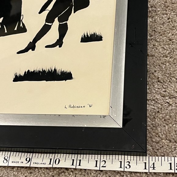 Vintage HANDCRAFTED SILHOUTTE Drawing Courting Victorian Lady and Gentleman - Picture 10 of 12